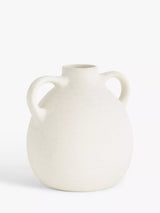 Earthenware Vase with Handles, 17cm Height, Natural Finish