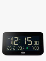 Digital Alarm Clock with LCD Display, Backlight, and Temperature Sensor, Black