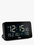 Braun digital alarm clock with LCD display and backlight, black - British product