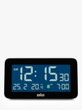 Braun digital alarm clock with LCD display and backlight, black - British product
