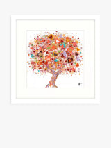 Framed Print with Mount, Sweet Dreams Heart Tree Design, 43.5cm Square, Pink and Multi