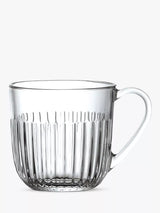 Small Glass Mug with Embossed Lines, Set of 6, 270ml, Clear
