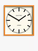 Jones Clocks Electric Square Analogue Wall Clock Orange 25cm