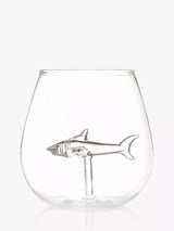 Clear Glass Tumbler with Handmade Shark Inside, 500ml