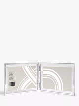 John Lewis Horizontal Folding Double Photo Frame with Glass Border Silver Plated Double Photo Frame 4 x 6 (10 x 15cm)