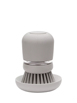 Soap Dispensing Dish Brush with Storage Stand in Mid Grey