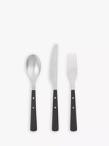 Stainless Steel Cutlery Set with Wood-Effect Handles, 18 Piece/6 Place Settings