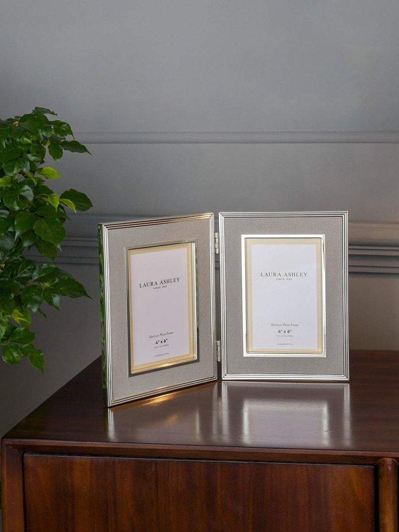 Laura Ashley Harrison linen double photo frame for 4x6 inch photos, UK version