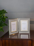 Laura Ashley Harrison linen double photo frame for 4x6 inch photos, UK version