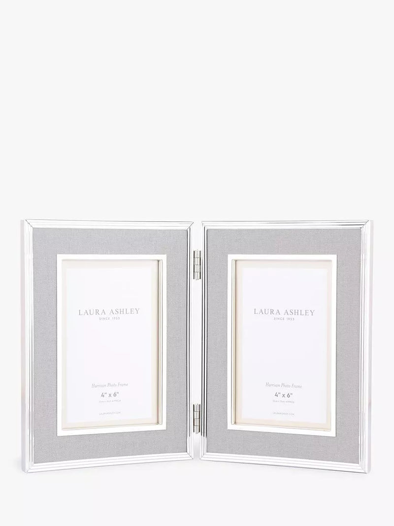 Laura Ashley Harrison linen double photo frame for 4x6 inch photos, UK version