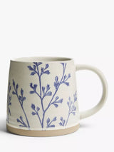 John Lewis Woodland Floral Flower Mug Beige/Blue Coffee Mug 450ml