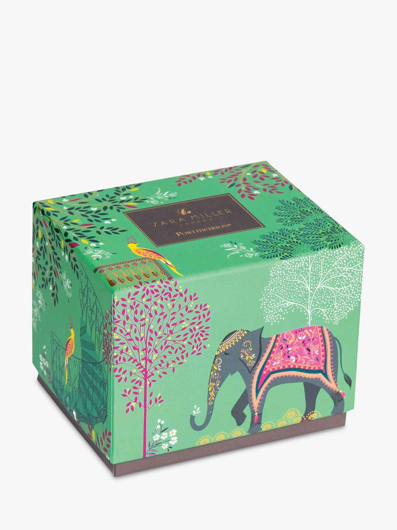 Sara Miller Elephants Oasis fine china mug Jade/Multi 340ml (British brand)