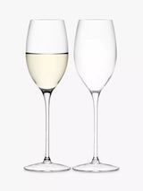 Set of 2 Clear Mouthblown White Wine Glasses, 340ml