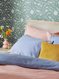 Pink polycotton duvet cover and pillowcase set, imported from the UK