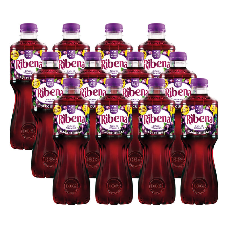 Ribena Blackcurrant Squash 12 x 500ml, imported from the UK