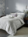 Laura Ashley Grey Steel 100% Cotton Sateen 200 Thread Count Josette Duvet Reversible Cover and Pillowcase Set