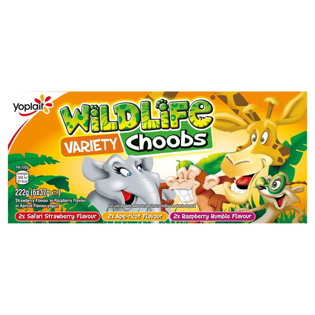 Wildlife Choobs Kids Strawberry Raspberry & Apricot Yoghurt Tubes 6 x 37g GOODS M&S