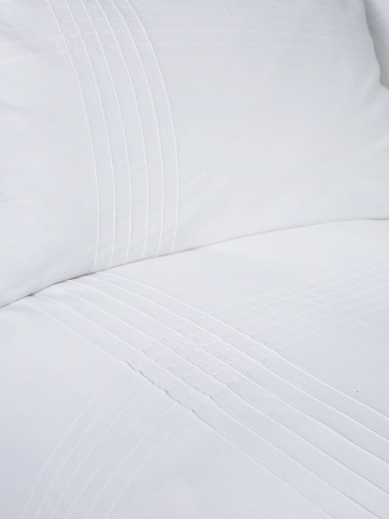 Serene White Amalfi Pin Tuck Duvet Cover and Pillowcase Set