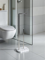 Showerdrape White Octavia Freestanding Toilet Roll and Spare Paper Holder, 73.5cm Height