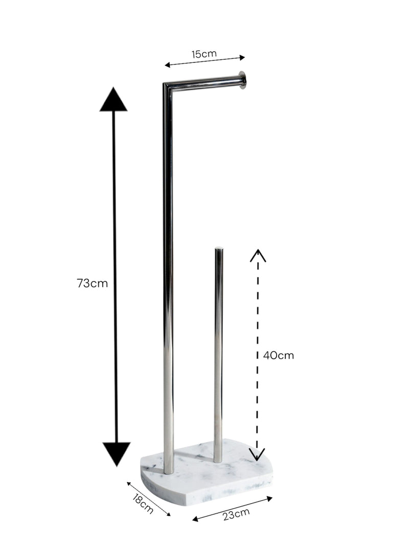 Showerdrape white Octavia toilet roll holder with spare storage, 73.5cm height (British brand)