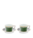 GINORI 1735 Il Viaggio di Nettuno porcelain teacup and saucer set of 2, UK version