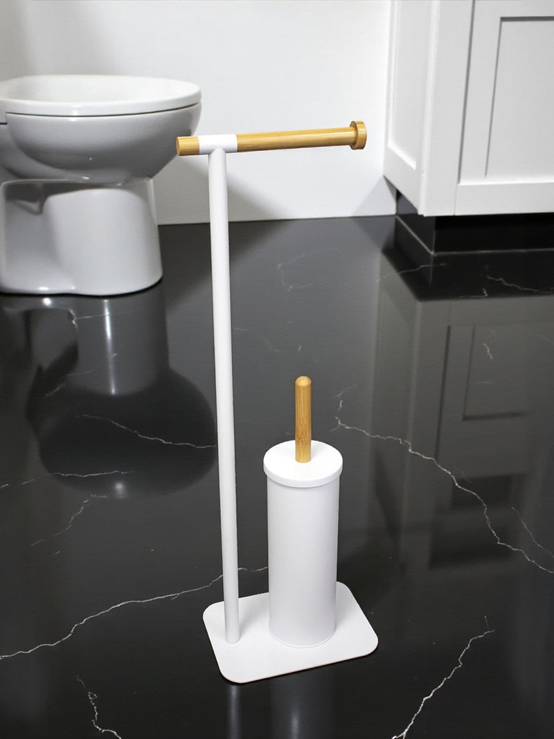 Showerdrape White Sonata Toilet Roll and Toilet Brush Holder