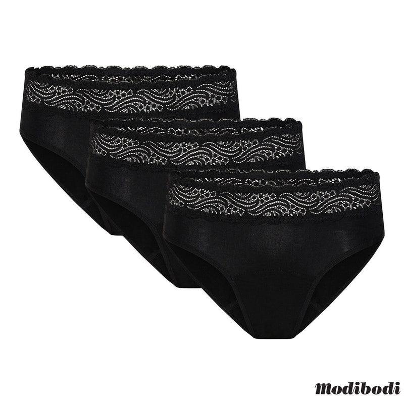 ModiBodi hi-waist bikini brief period underwear 3 pack, imported from the UK