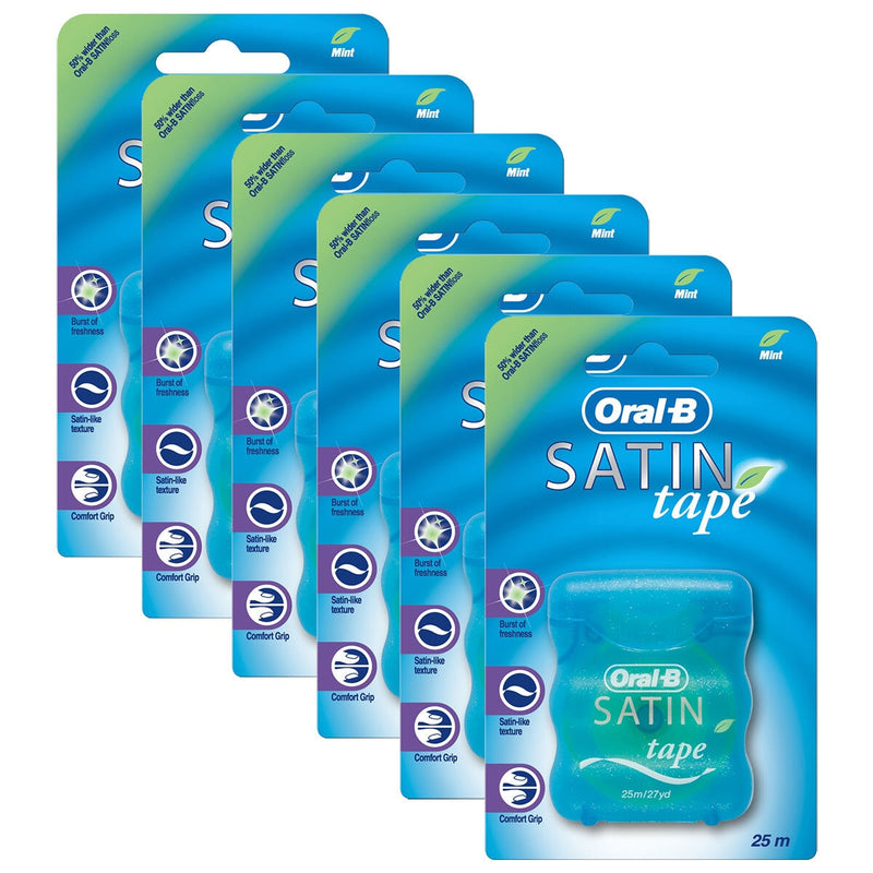 Oral-B Mint Satin Tape 6 x 25m, imported from the UK