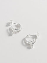 Estella Bartlett Silver Tone Duo Pave Star Hoop Earrings 1.5 cm