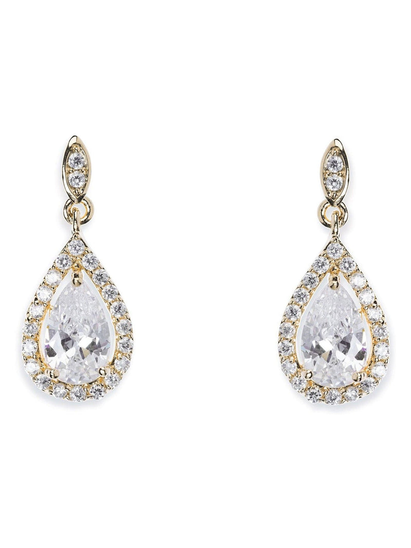 Ivory & Co Gold Belmont Crystal Teardrop Earrings 2cm, UK version