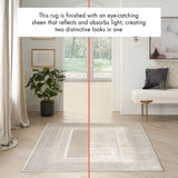 Nourison Glitz Ivory Border Area Rug Multiple Sizes, UK version