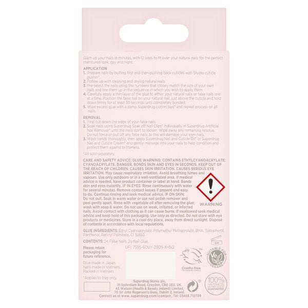 Studio London almond artificial nails French drip (British brand)