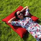 rucomfy red large floor cushion, imported from the UK