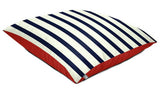 rucomfy Stripe Indoor Outdoor Bean Bag Navy Floor Cushion 70x70x10cm