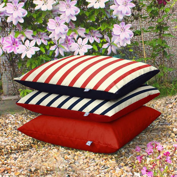 rucomfy Stripe Red Bean Bag Cushion 70x70x10cm, imported from the UK