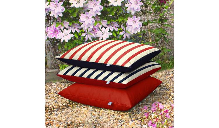 rucomfy Stripe Red Bean Bag Cushion 70x70x10cm, imported from the UK