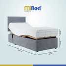 Grey single adjustable bed with memory foam mattress, imported from the UK