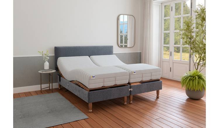 Mibed Memory Superking Adjustable Bed with Mattress Grey, imported from the UK