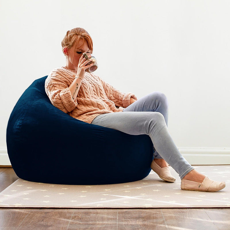 Rucomfy Velvet Slouchbag Bean Bag Peacock Blue, imported from the UK