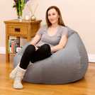 rucomfy Velvet Slouchbag Bean Bag Light Grey, imported from the UK