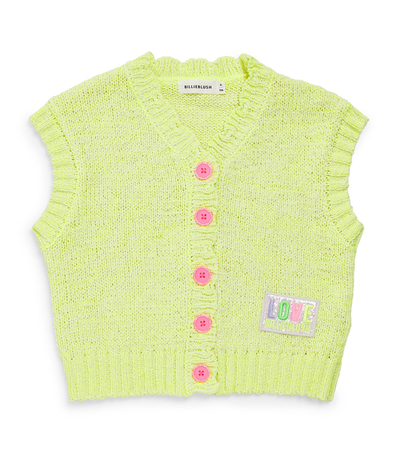 Billieblush knitted appliqué cardigan for children aged 2-12 years - British product