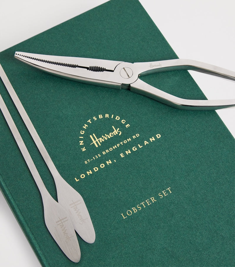 Harrods stainless steel lobster utensil set with tongs and tools, UK version