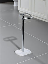 Showerdrape Octavia White Freestanding Toilet Roll Holder with Integrated Brush Holder 52cm