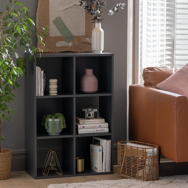 Argos Home Squares 6 Cube Storage Unit Dark Grey - British product