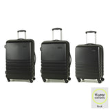 Rock Byron 3 Piece Hardside Luggage Set Black Cabin Medium Large