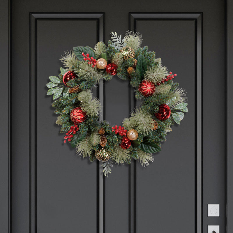 Assorted decorated Christmas unlit wreath 24 inches - British product