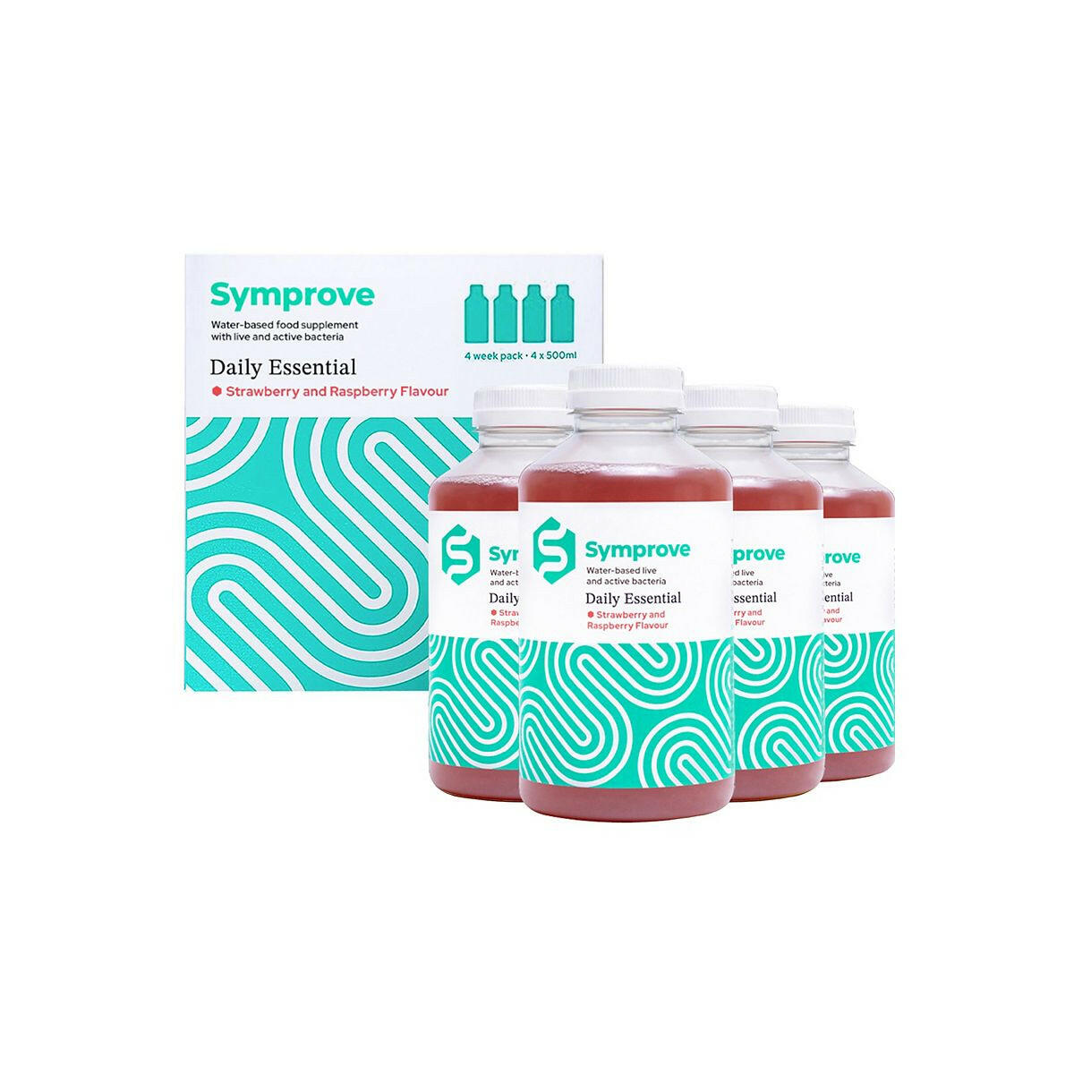 Symprove Water-Based Gut Supplement With Live & Active Bacteria, Strawberry and Raspberry Flavour 4x500ml GOODS Boots