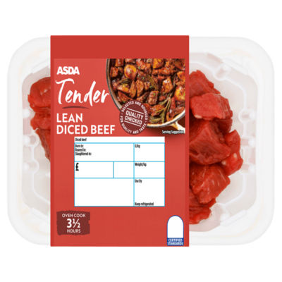 ASDA Tender Lean Diced Beef 250g - British product