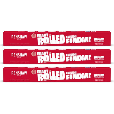 Renshaws Ready Rolled Fondant Icing Discs White Cake Cover 3 x 450g