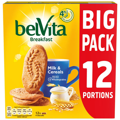 BelVita Frokost Melk & Korn Frokostkjeks 2 x 12-pakning